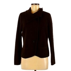 J Jill Brown Knit Buttoned Wool Cardigan Size M